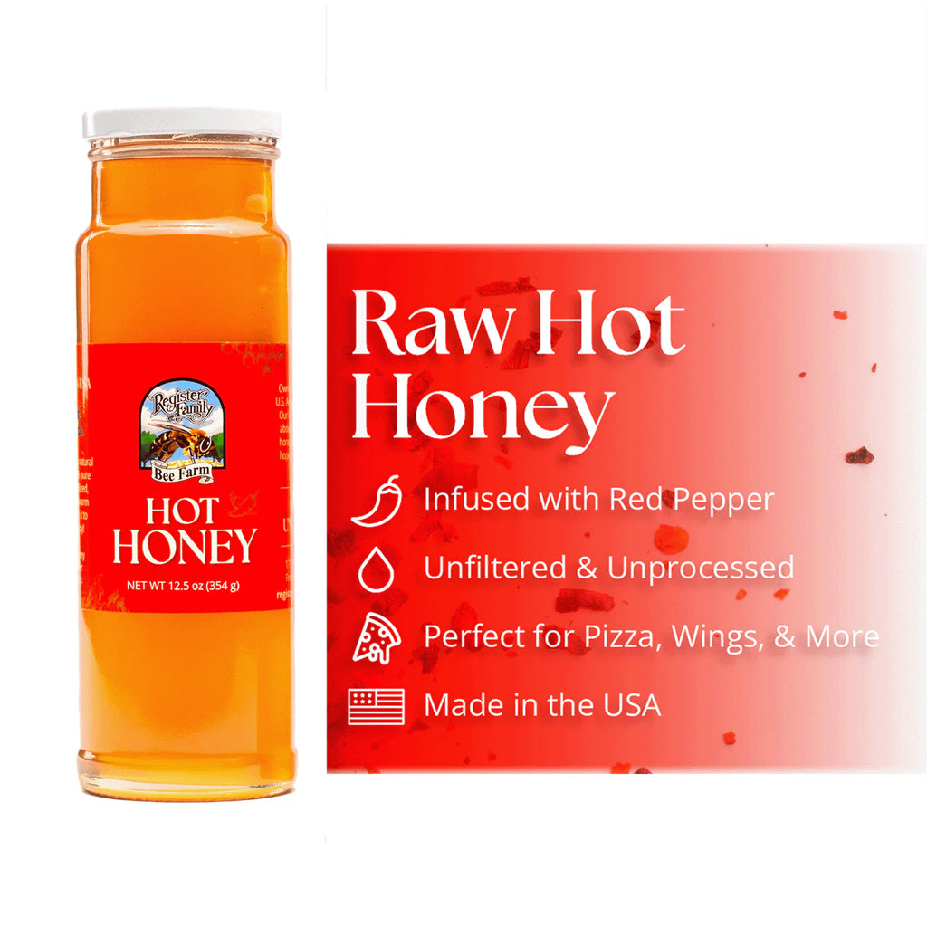 Register Family Raw Hot Honey 12oz Squeeze Bottle