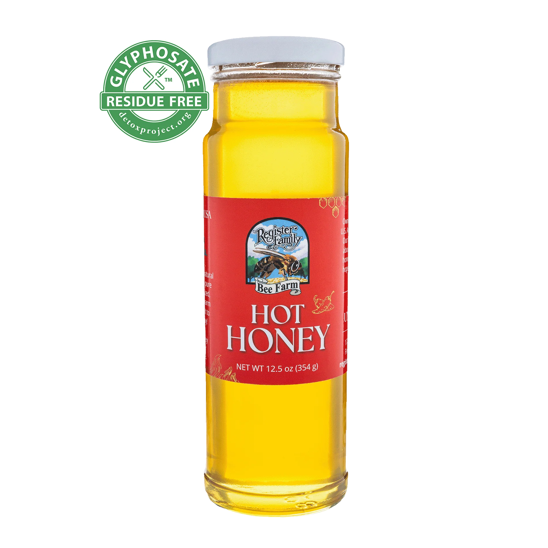 Register Family Raw Hot Honey 12oz Squeeze Bottle