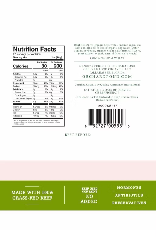 Organic Beef Jerky from Orchard Pond