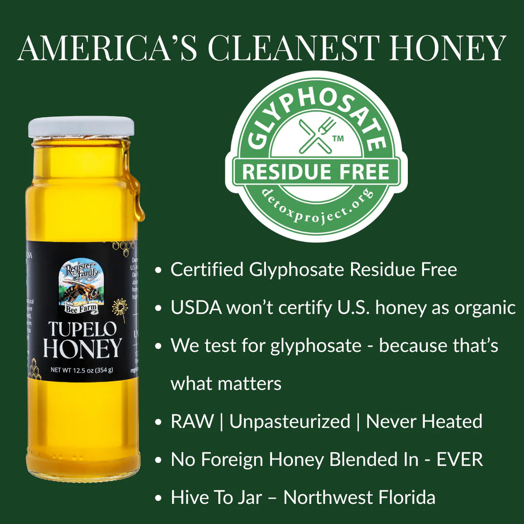 Register Family Raw Tupelo Honey 12oz Squeeze Bottle