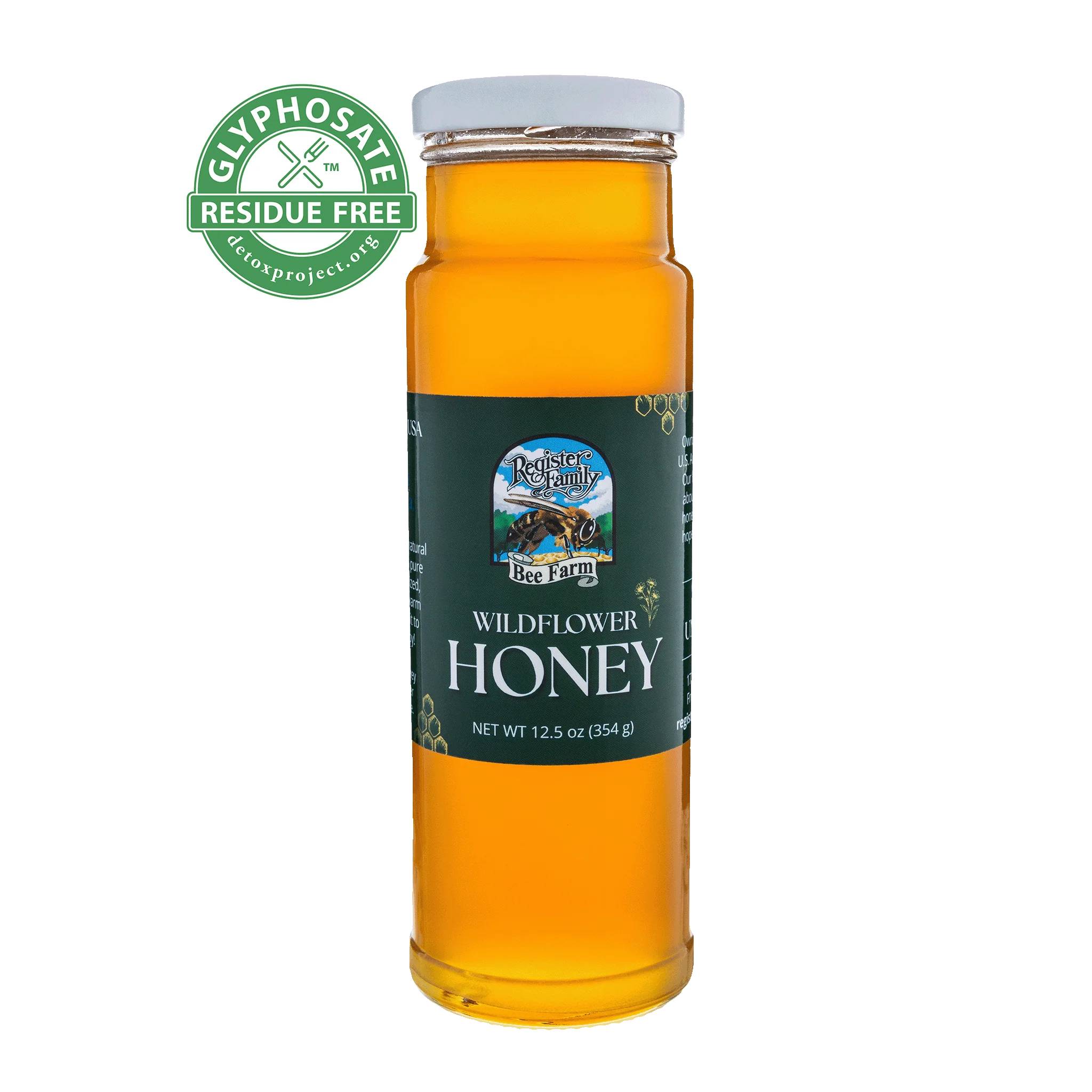 Register Family Raw Wildflower Honey 12oz Squeeze Bottle