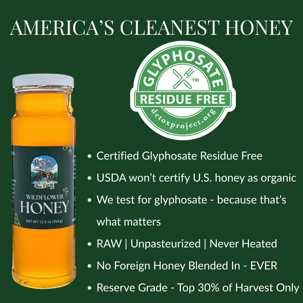 Register Family Raw Wildflower Honey 12oz Squeeze Bottle